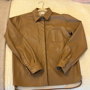 Max mara faux leather shirt size S tan